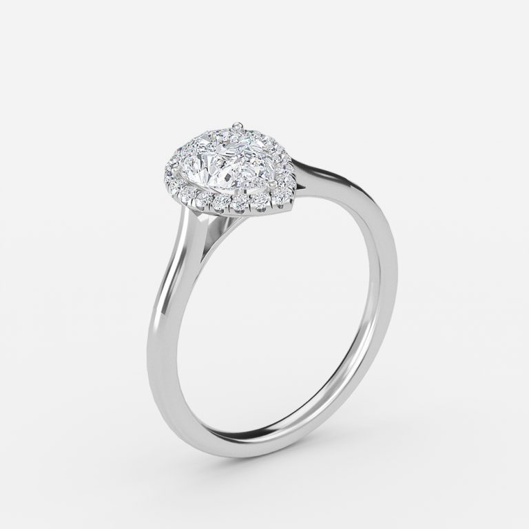 pear hidden halo engagement ring