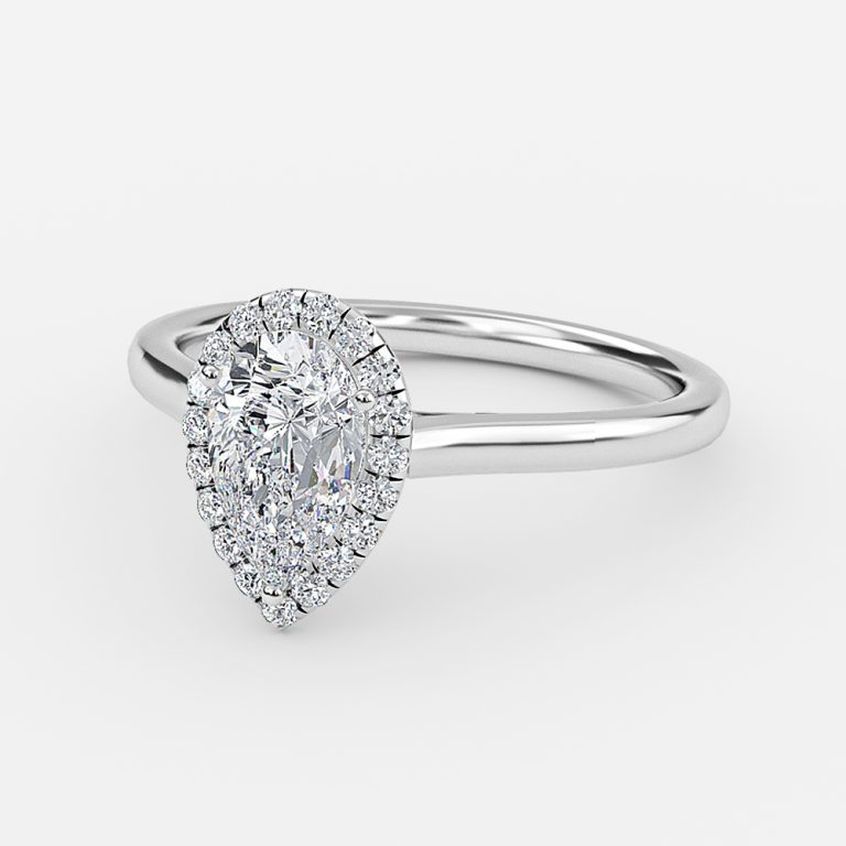pear shaped diamond halo ring