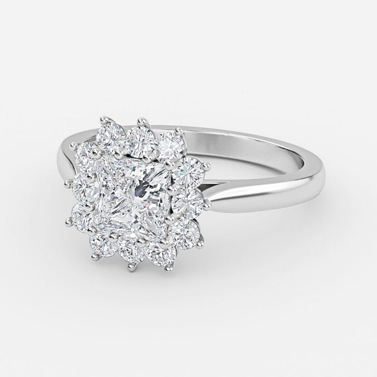 princess cut diamond cluster engagement ring