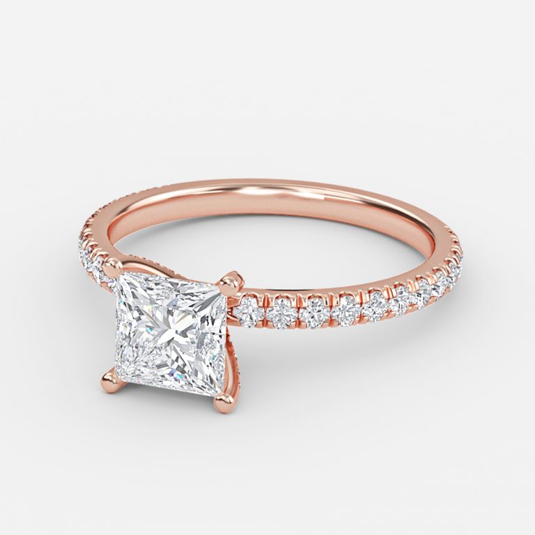 princess cut diamond ring with diamonds on band