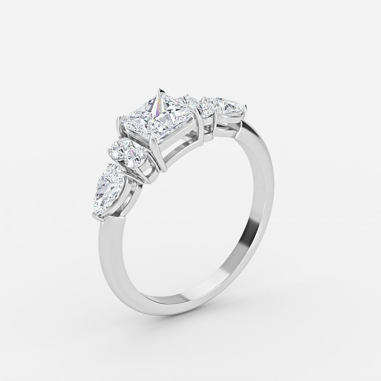 princess cut three stone diamond ring