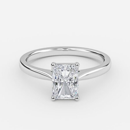 Lotus Plain Radiant Solitaire Engagement Ring