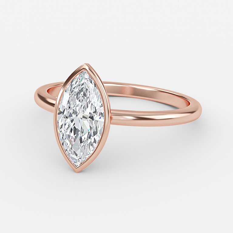 rose gold bezel marquise wedding ring