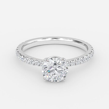 Crown Round Diamond Band Engagement Ring