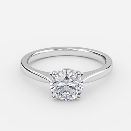 Lotus Plain Round Solitaire Engagement Ring