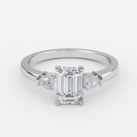 Melanie Emerald Three Stone Engagement Ring