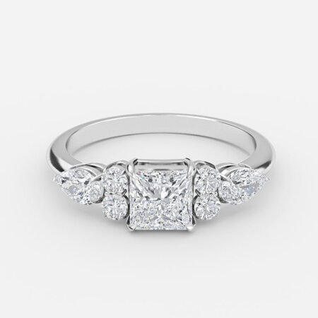Avery Princess Three Stone Engagement Ring