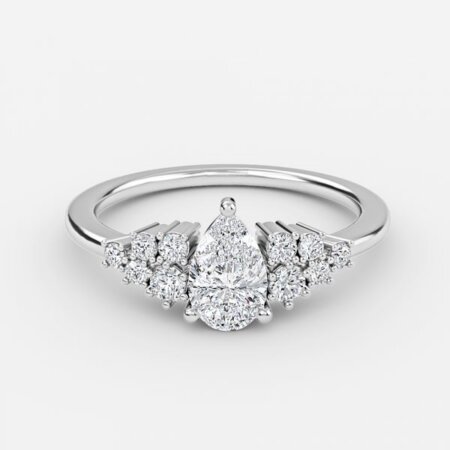 Jessica Pear Cluster Engagement Ring