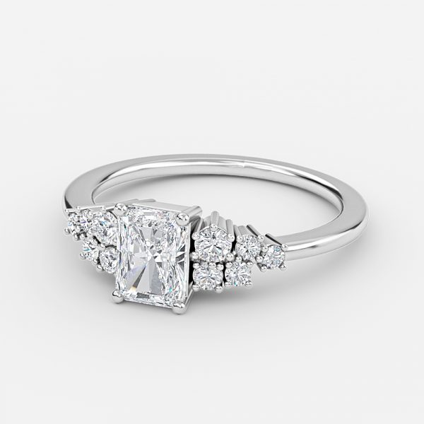 white gold radiant diamond cluster unique ring