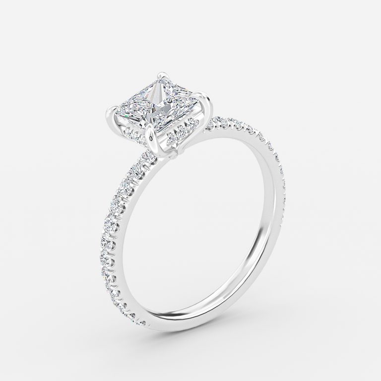 white gold square diamond engagement ring