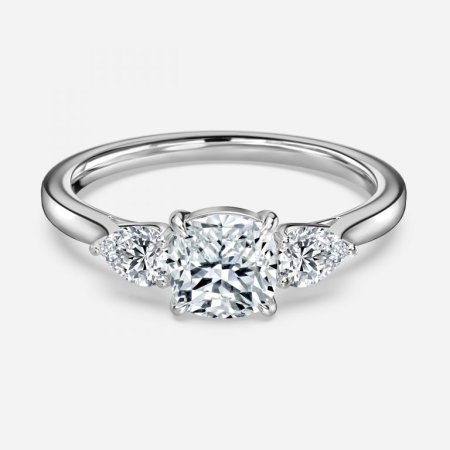 Nita Cushion Three Stone Engagement Ring