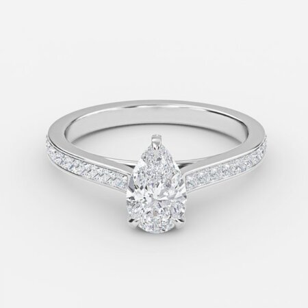 Mithrial Pear Hidden Halo Engagement Ring
