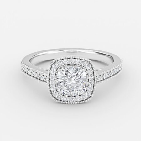 Elswin Cushion Halo Engagement Ring