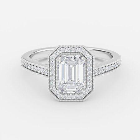 Elswin Emerald Halo Engagement Ring