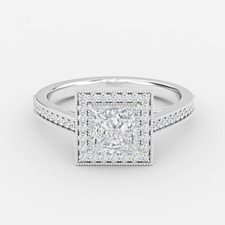 Elswin Princess Halo Engagement Ring