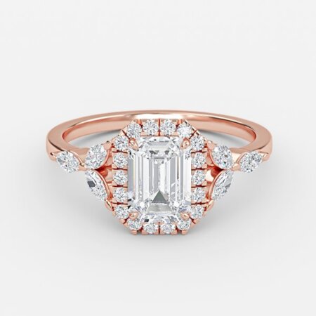 Francis Emerald Halo Engagement Ring