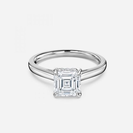 Hazal Asscher Hidden Halo Engagement Ring