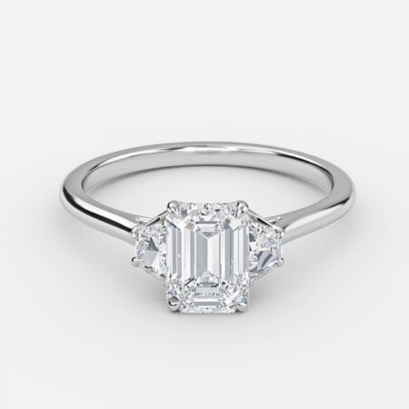 Ilene Emerald Three Stone Engagement Ring