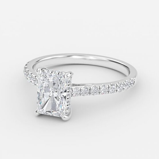 hidden halo lab created radiant diamond engagement ring