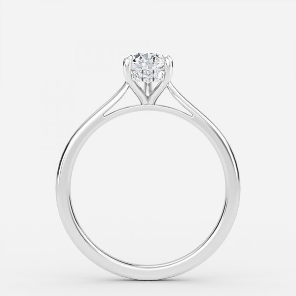 hidden halo pear diamond rings