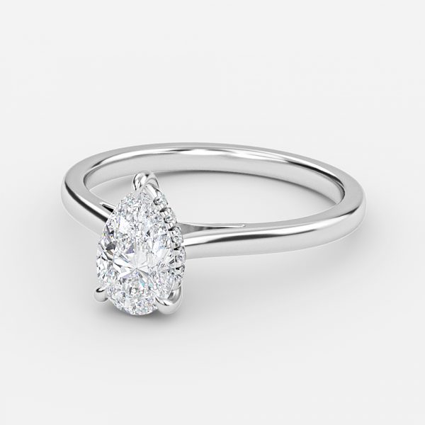 lab created hidden halo pear diamonds engagement rings
