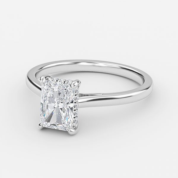 lab created hidden halo radiant diamonds engagement rings