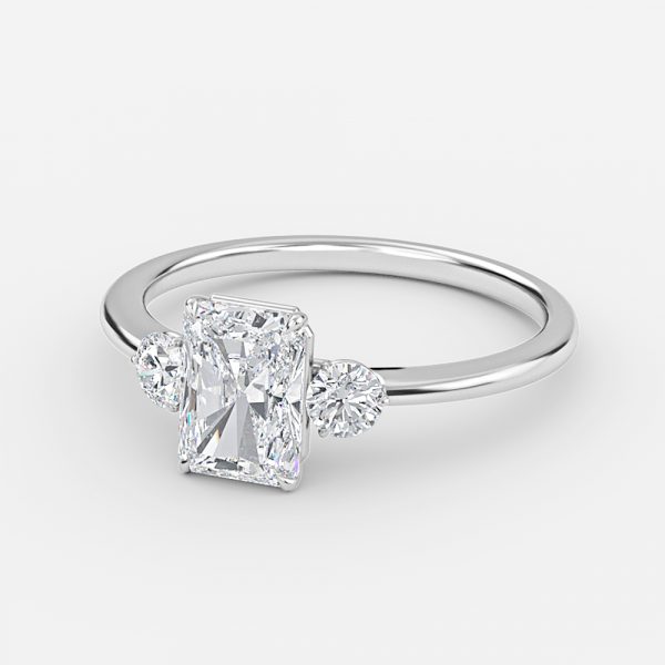 lab created three stone radiant diamonds engagement rings