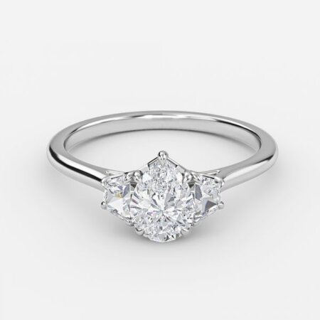 Ilene Pear Three Stone Engagement Ring
