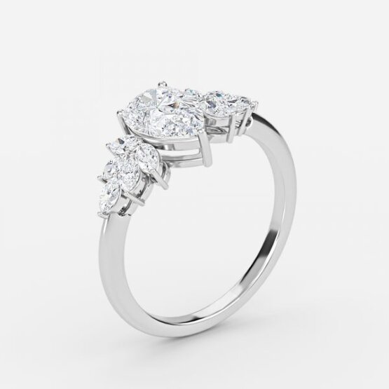 pear diamond three stone lab grown rings