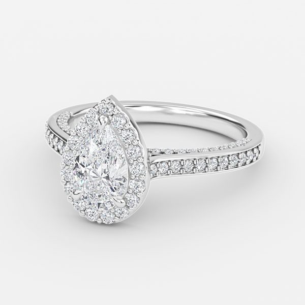 pear lab craeted halo diamond engagement ring