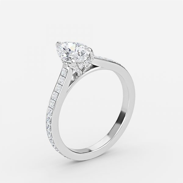 pear lab grown diamonds hidden halo engagement ring