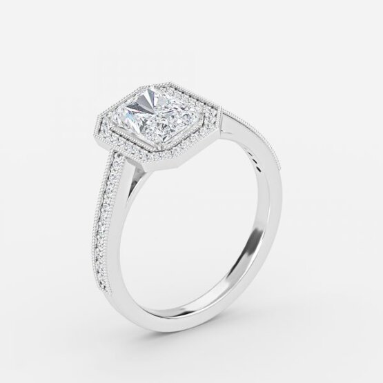 radiant lab grown diamonds halo engagement ring