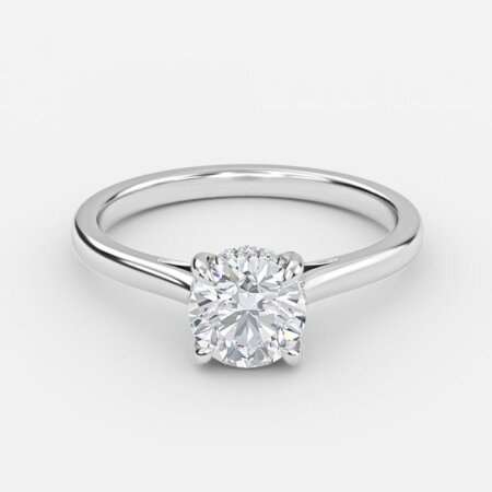 Hazal Round Hidden Halo Engagement Ring