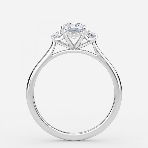 three stone radiant cut diamond ring