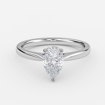 Lotus Plain Pear Solitaire Engagement Ring