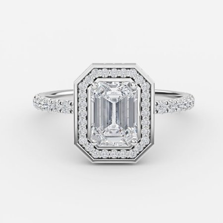 Jennifer Emerald Halo Engagement Ring