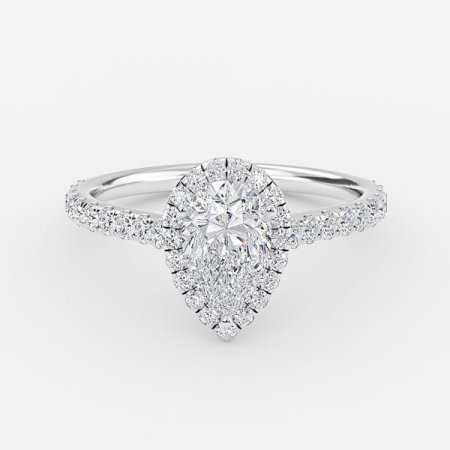 Henssy Pear Halo Engagement Ring