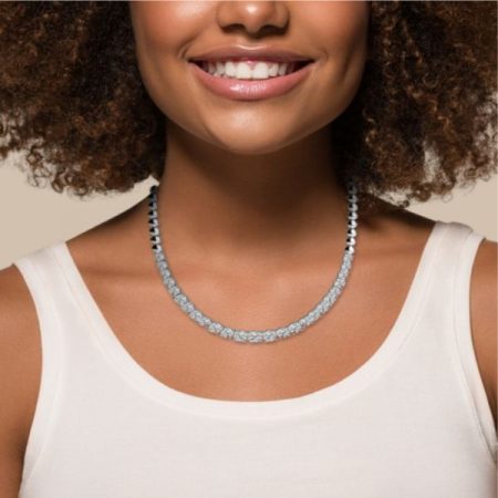 Round Lab Diamond Tennis Necklace
