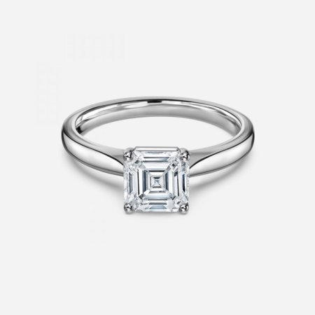 Lotus Plain Asscher Solitaire Engagement Ring