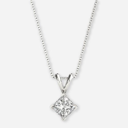 Princess Cut Four Prong Solitaire Pendant