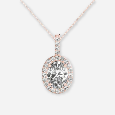 Oval Lab Diamond Halo Pendant