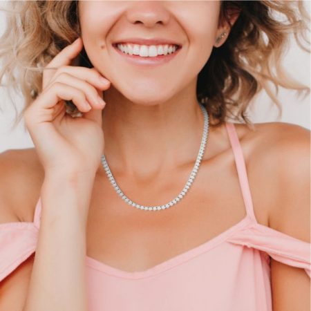 3 Prong Lab Diamond Tennis Necklace
