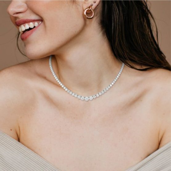 8.92 Carat Total Diamond White Gold 3-Prong Tennis Necklace at 1stDibs | 3  prong diamond tennis necklace, 3 prong tennis necklace, 3 prong vs 4 prong  tennis necklace