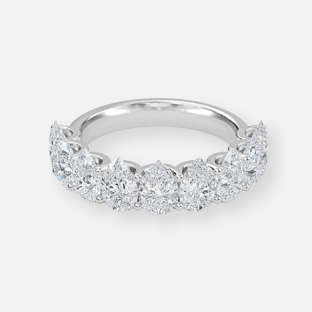 9 Stone Pear Anniversary Band