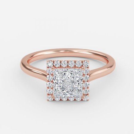 Levi Princess Halo Engagement Ring