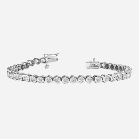 Round Brilliant Lab Diamond Tennis Bezel Set Bracelet