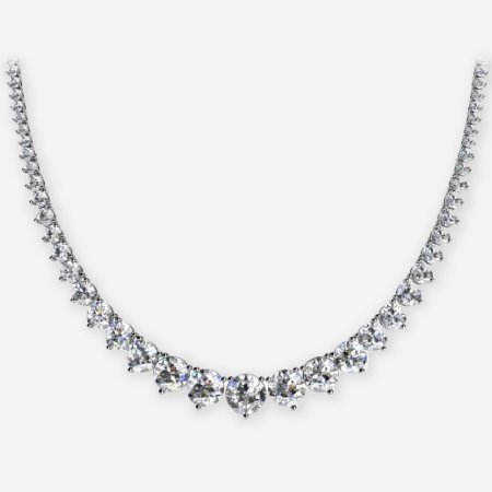 3 Prong Round Diamond Tennis Necklace