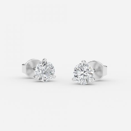 Round Martini Lab Diamond Stud Earrings