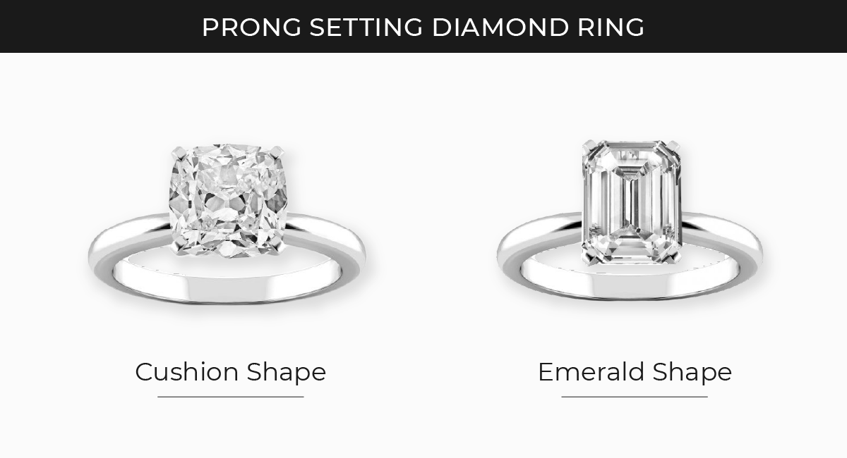 Prong Setting for cushion vs emerald diamond