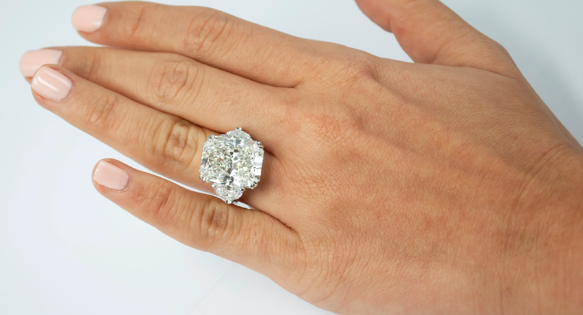 Three Stone Radiant Lab Diamond Ring